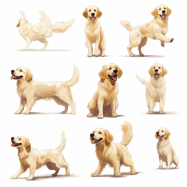 Arafed image of a dog with different poses and expressions generative ai