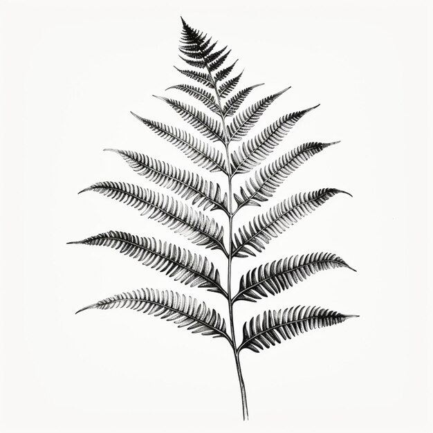 Photo arafed image of a fern leaf on a white background generative ai