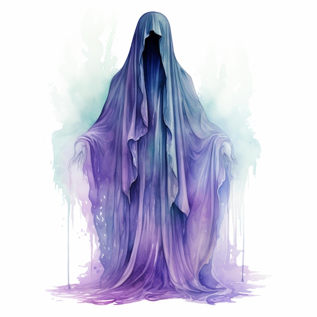 Arafed image of a ghostly figure with a purple cloak generative ai