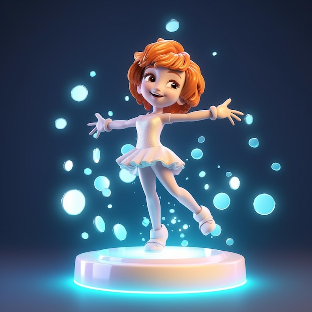 백색 드레스를 입은 소녀의 아라페드 이미지 (Arafed image of a girl in a white dress on a pedestal generative ai)