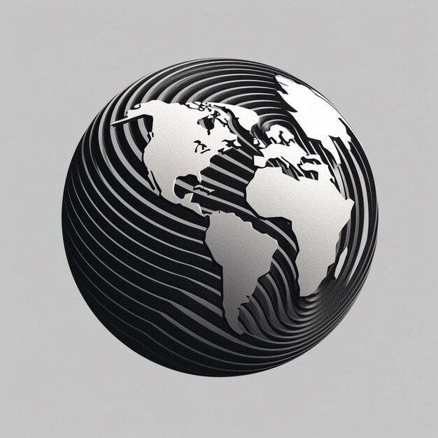 Арафированное изображение глобуса с черно-белым вихревым рисунком генеративный ai