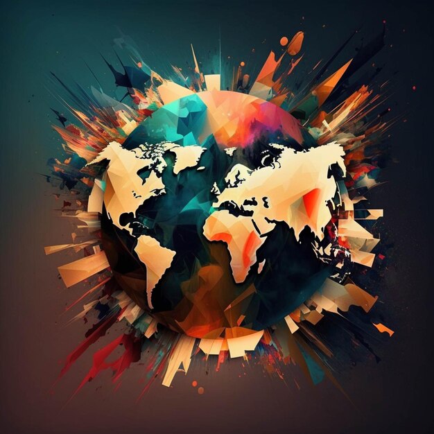 Arafed image of a globe with a lot of colorful shapes generative ai
