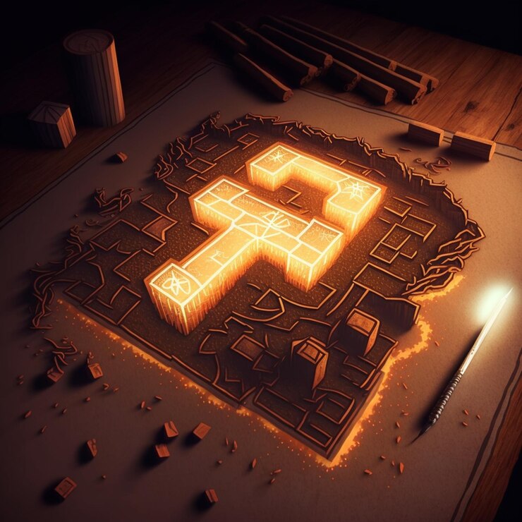 Photo arafed image of a glowing letter f on a table ai generative