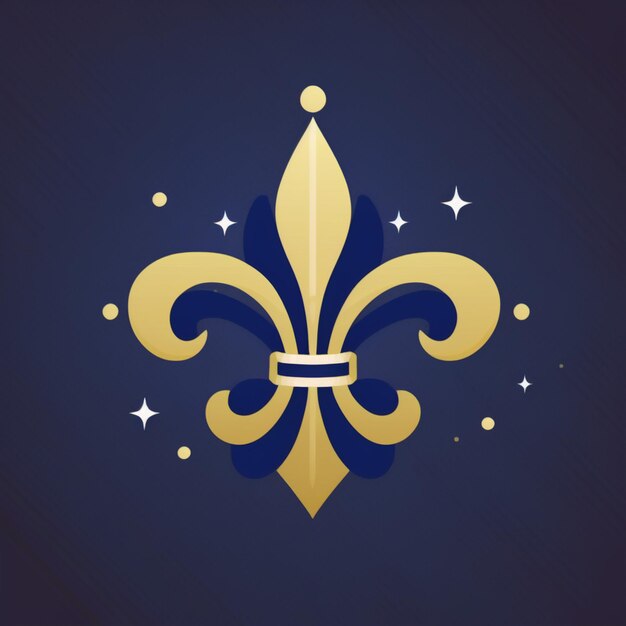 Photo arafed image of a gold and blue fleur de lis on a dark background generative ai