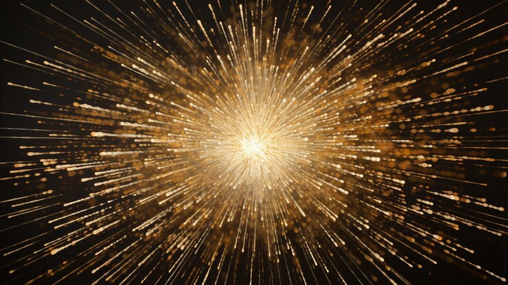 黒い背景の金色の星の爆発の画像が生成された ai