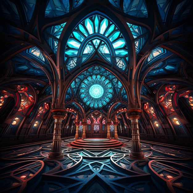 Arafed image of a gothic church with a stained glass window generative ai