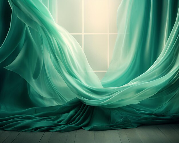 Arafed image of a green curtain draped in a room generative ai
