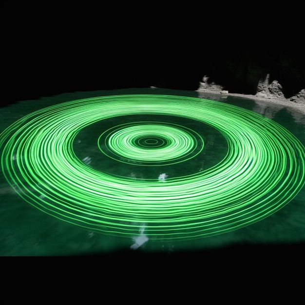 Arafed image of a green light spinning in a circle generative ai