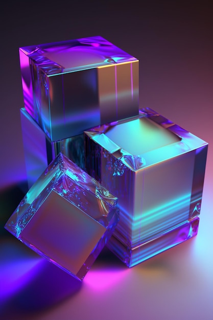 arafed image of a group of three cubes with a light shining on them generative ai