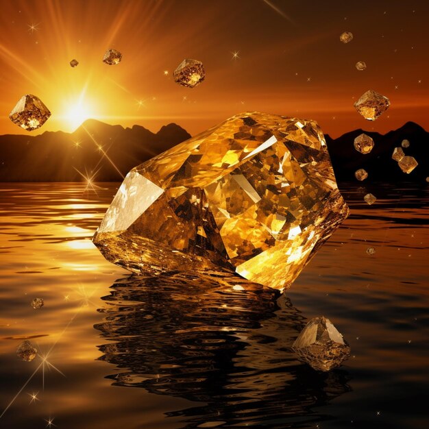 Arafed image of a large diamond floating in the water generative ai