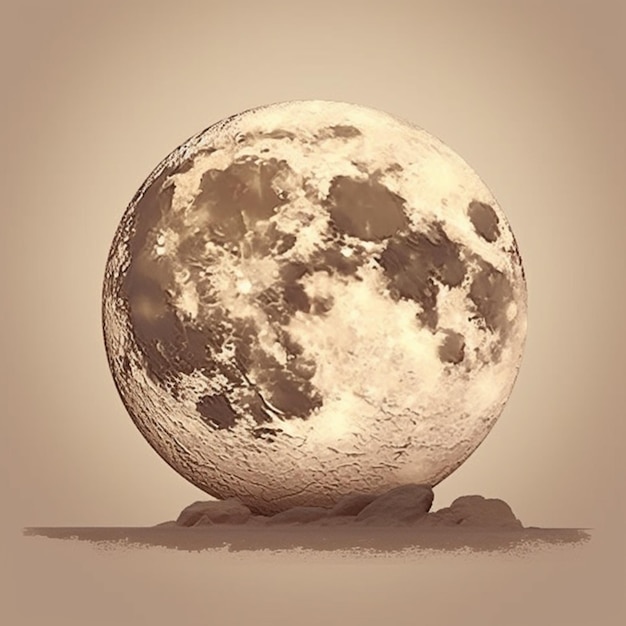 Arafed image of a large moon with a small rock in the foreground generative ai