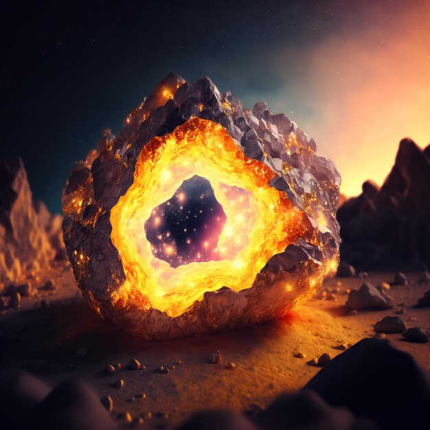 Arafed image of a large rock with a hole in it generative ai