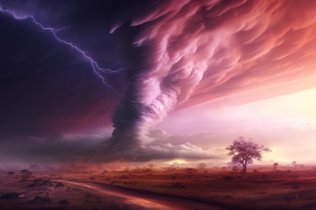 arafed image of a large tornado cloud in the sky generative ai