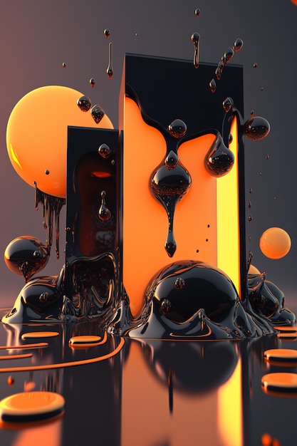 Arafed image of a liquid drop with a black background generative ai