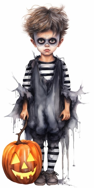 Photo arafed image of a little girl dressed as a halloween character generative ai