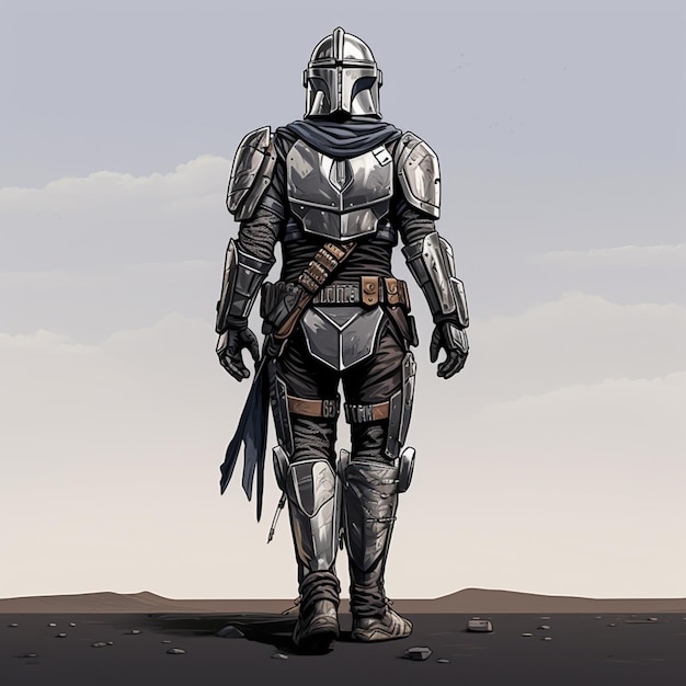 arafed image of a man in armor standing on a desert generative ai