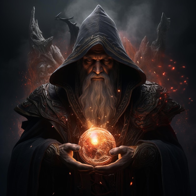 arafed image of a man holding a crystal ball in his hands generative ai