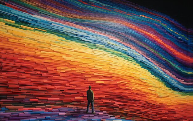 Arafed image of a man standing in front of a colorful wall generative ai