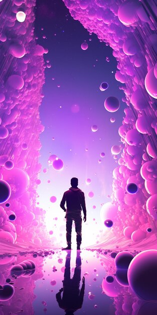 Arafed image of a man standing in a tunnel of bubbles generative ai