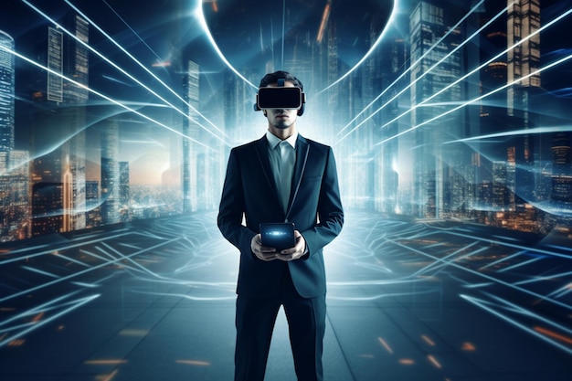 arafed image of a man in a suit and tie holding a ball generative ai