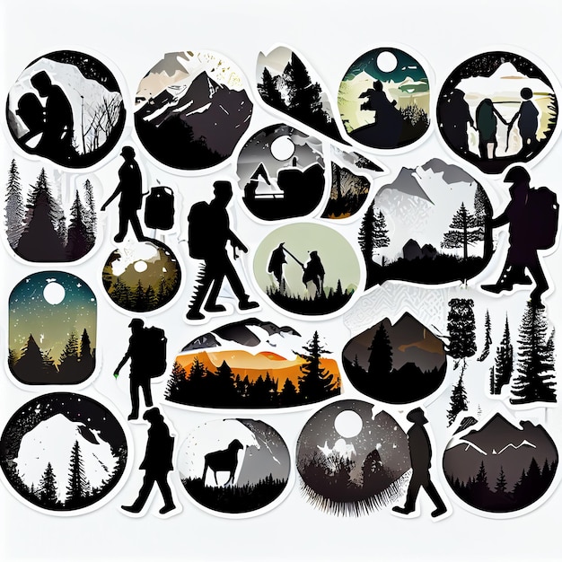 さまざまな画像が生成される ai を持つ森を歩く男性のアラフェド画像