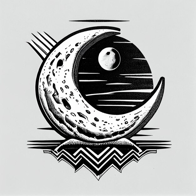 Photo arafed image of a moon with a black and white design generative ai