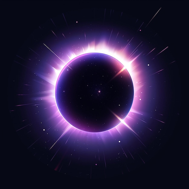 写真 背景に星が描かれている明るい紫色の日食の画像