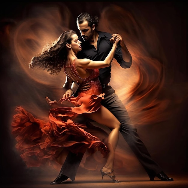 Фото Арафистское изображение пары, танцующей танго.