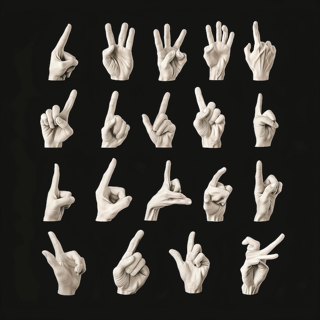 Фото Арафированное изображение нескольких рук с поднятыми пальцами hand stock photos