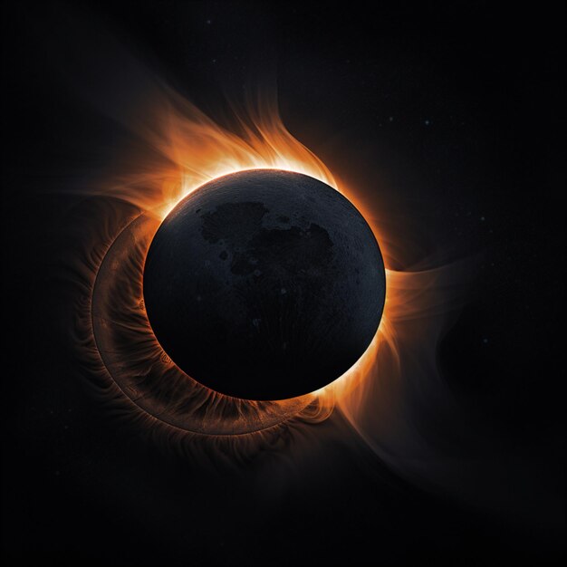 Фото Арафированное изображение солнечного затмения с черным фоном