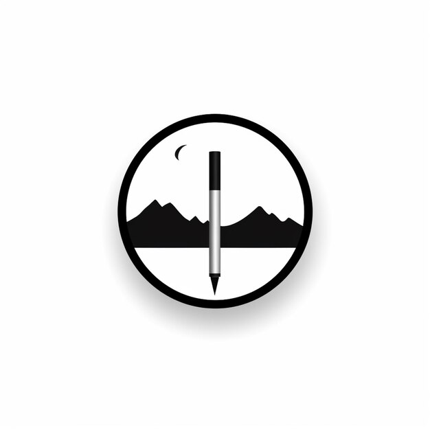 Photo arafed image of a pen and a mountain in a circle generative ai