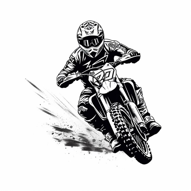 Photo arafed image of a person riding a dirt bike on a track generative ai