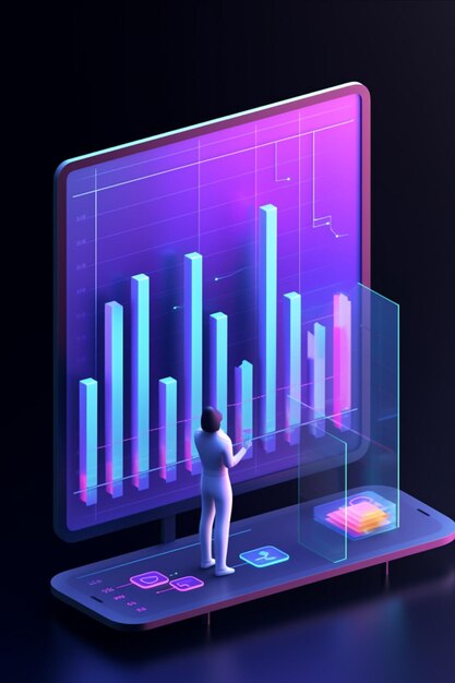 Arafed image of a person standing in front of a laptop with a graph on it generative ai