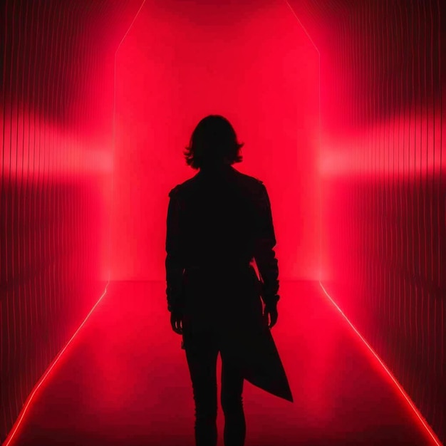 Арафед изображение человека, стоящего на красном свете, генеративный ИИ