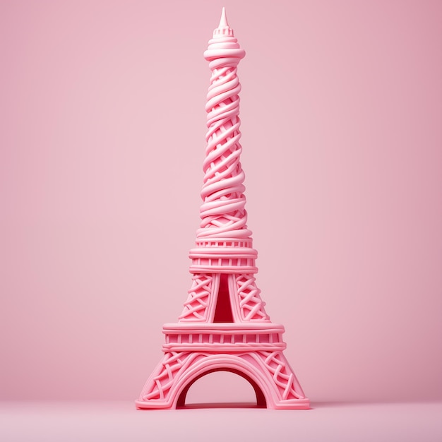 arafed image of a pink eiffel tower with a spiral design generative ai