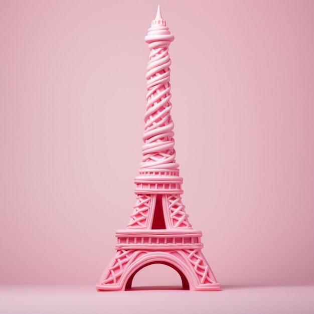 arafed image of a pink eiffel tower with a spiral design generative ai