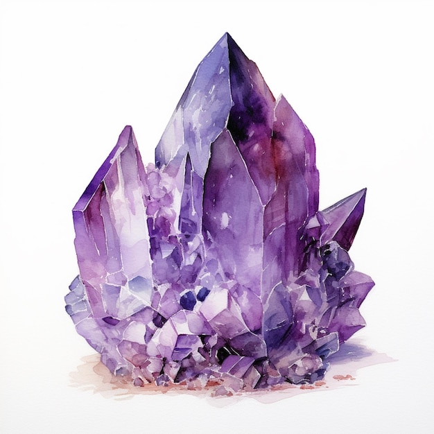 Arafed image of a purple crystal cluster on a white surface generative ai