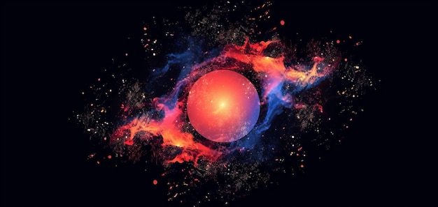 Foto immagine arafed di una palla rossa circondata da fumo colorato ai generativo