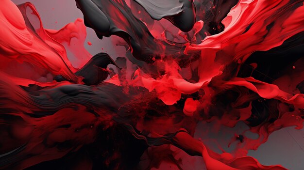 Arafed image of a red and black liquid swirl with a black bird generative ai