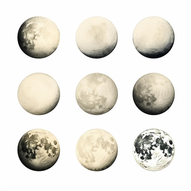 Photo arafed image of a series of nine phases of the moon generative ai