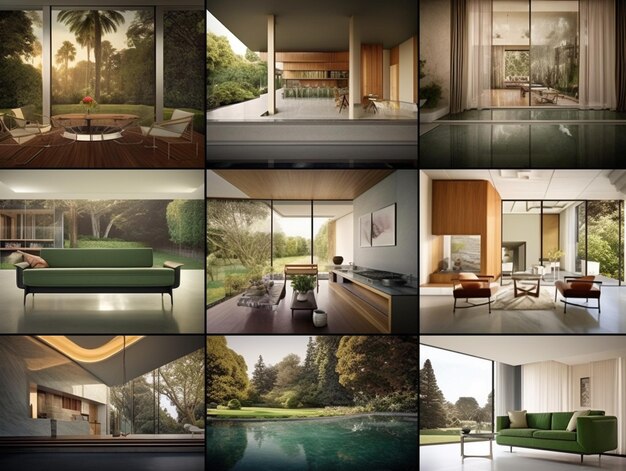 Arafed изображение серии фотографий гостиной и бассейна генеративного ИИ