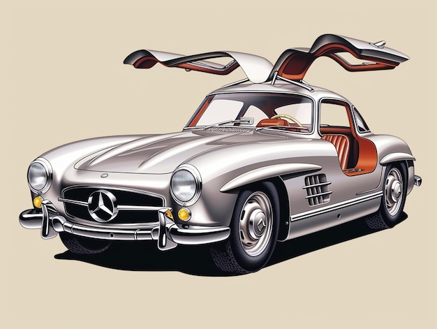 arafed image of a silver mercedes sports car with open doors generative ai