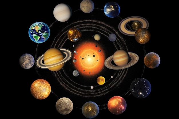 Photo arafed image of a solar system with planets and sun generative ai