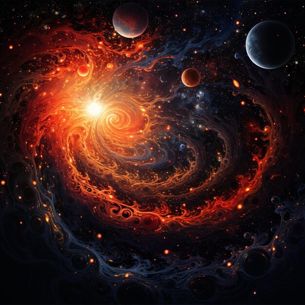 arafed image of a spiral galaxy with planets and stars generative ai