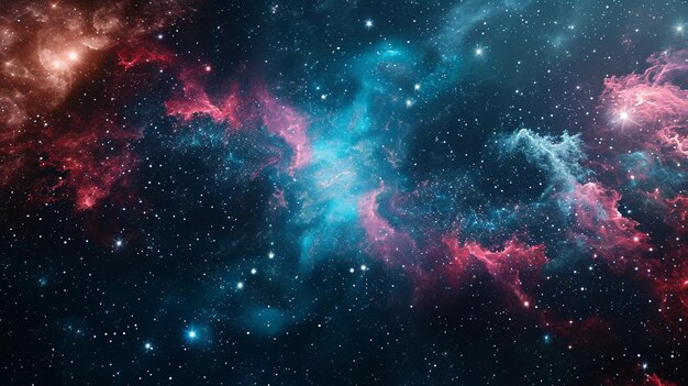 Арафированное изображение звездного поля с синей и красной туманностью