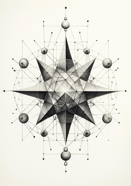 Foto immagine astratta di una stella con molti punti e un'intelligenza artificiale generativa starburst