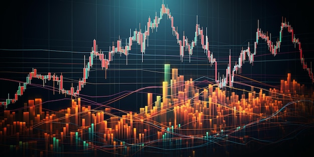 Arafed image of a stock chart with a blue background generative ai