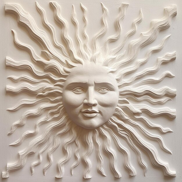 arafed image of a sun face on a wall generative ai