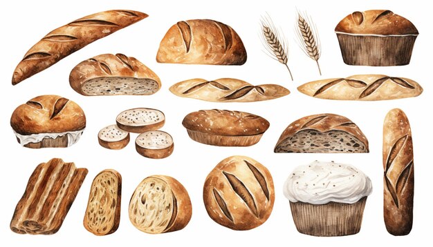 Photo arafed image of a variety of breads and pastries generative ai