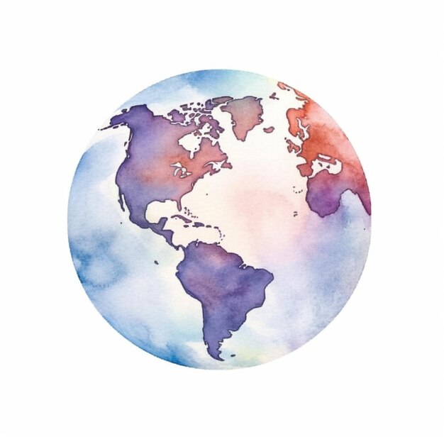 Foto immagine arafed di un globo acquerellato con uno sfondo celeste generativo ai